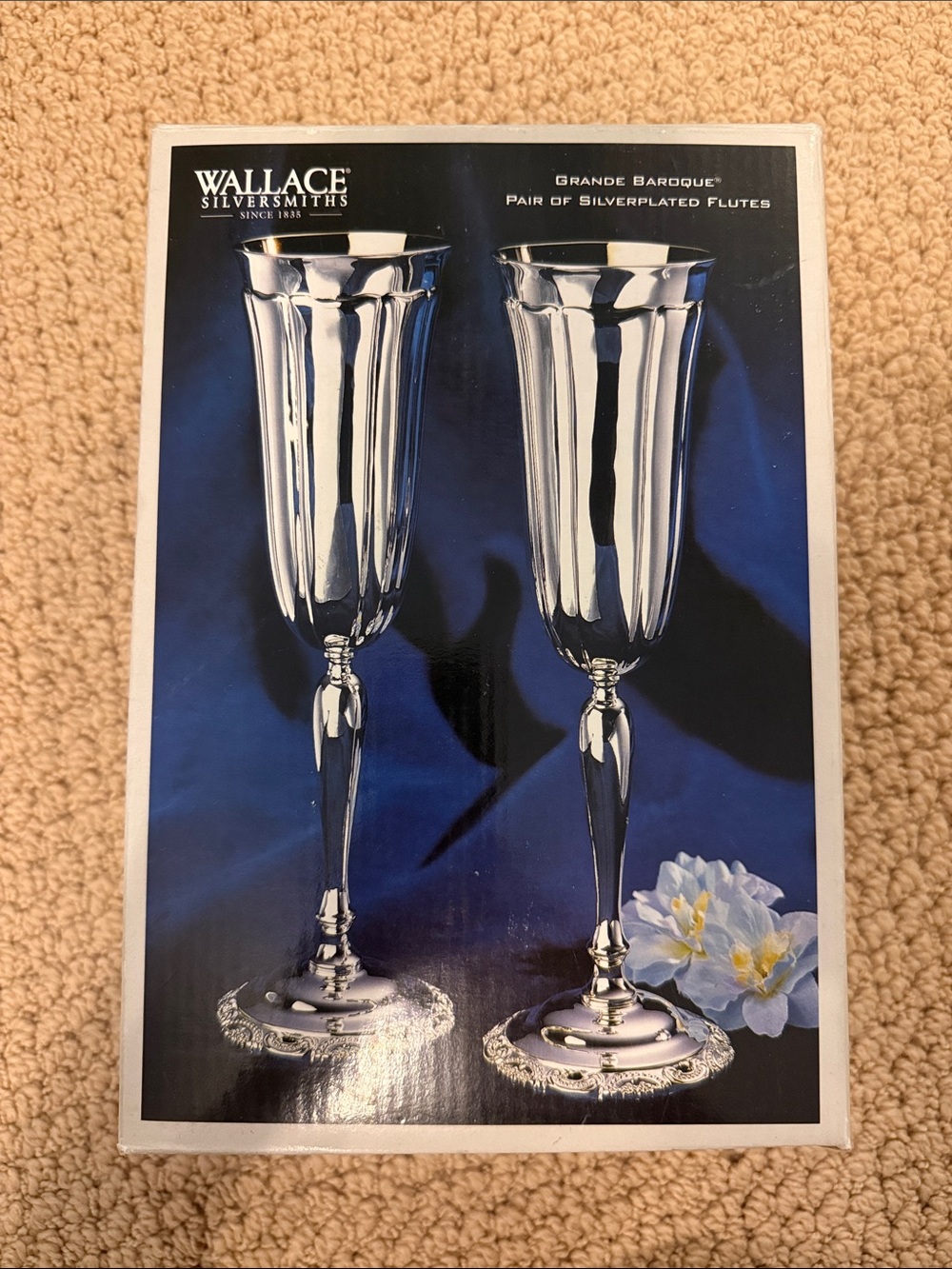 Wallace Silversmiths Silver Fluted Grande Baroque Flute Pair